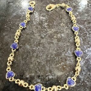 Elegant Gold and Blue Heart Bracelet